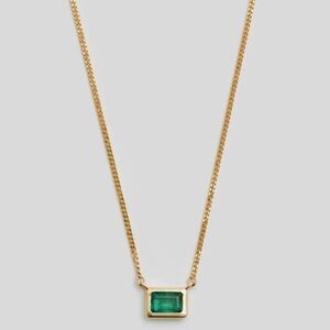 NWOT 24k solid gold Emerald cut bezel necklace